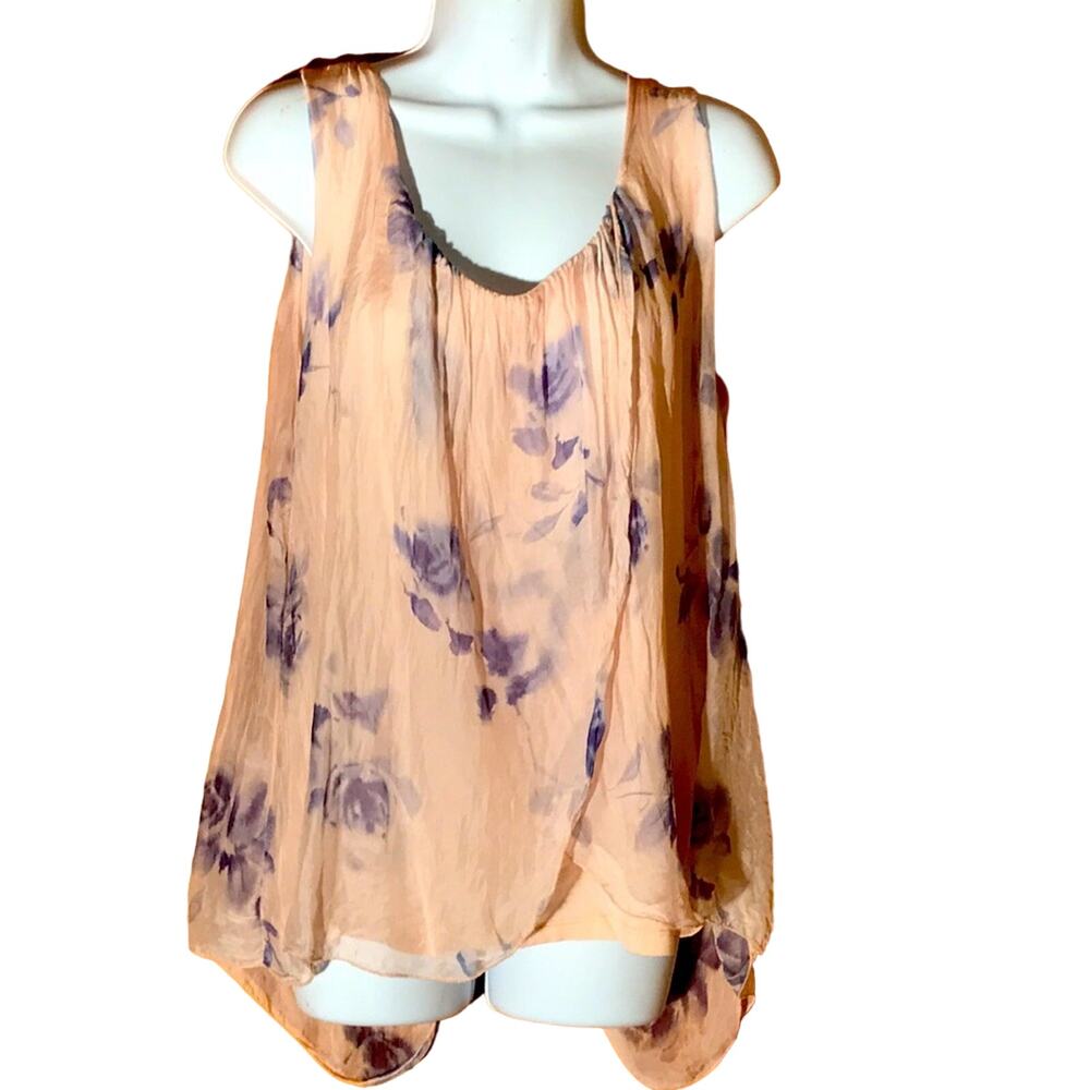 Made in Italy Angela Silk Floral Blouse. L